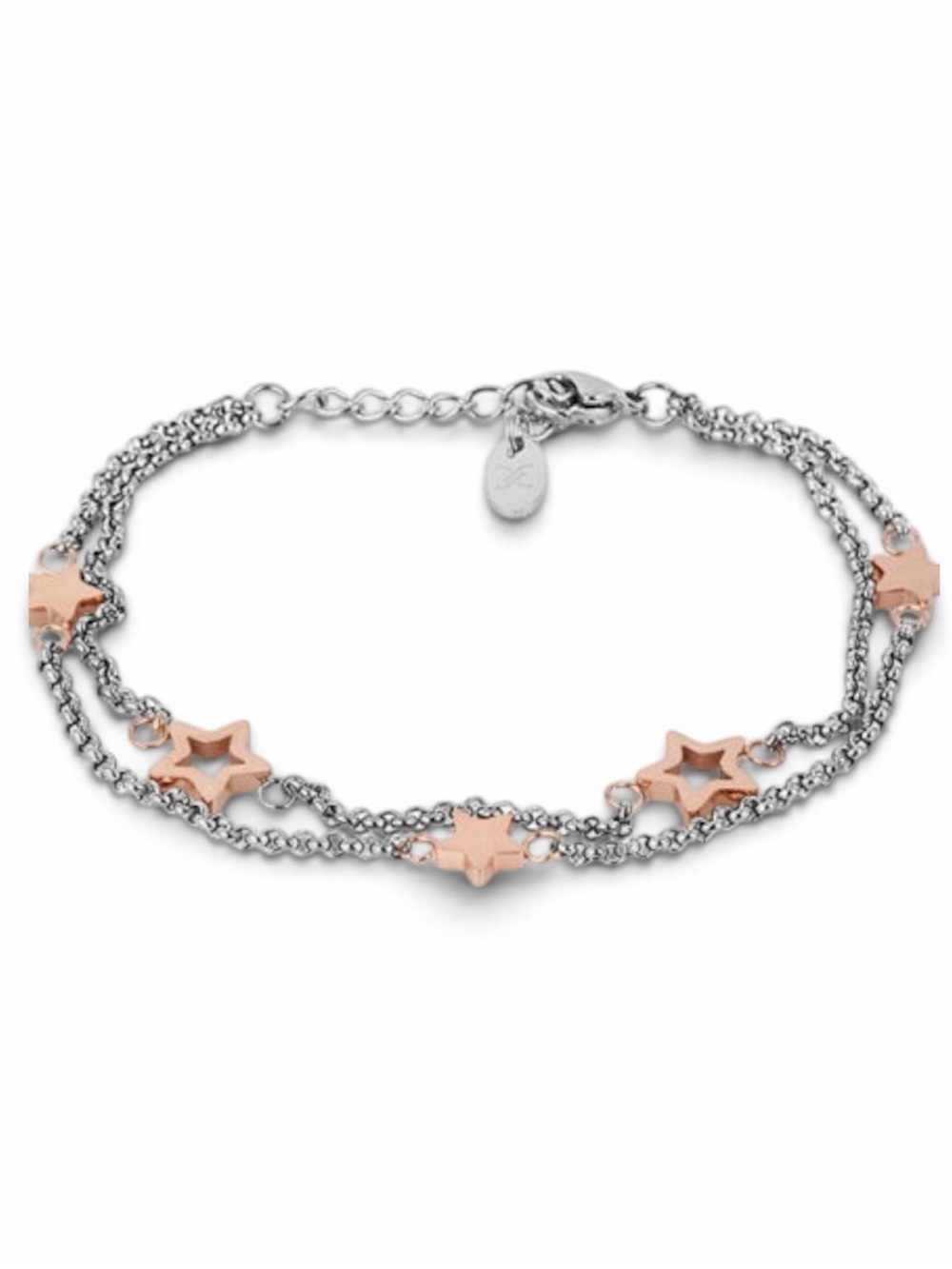 Daniel Klein Two-Tone Star Charm Bracelet Rose Gold & Silver Stainless Steel